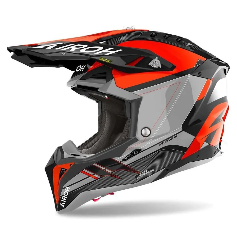 Capacete Airoh Aviator 3 Saber Laranja/Preto/Cinza - Spinelli